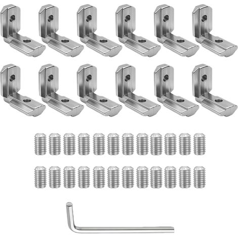 12 Pièces connecteurs d'angle pour profilé aluminium 40x40 profile alu à rainure en T 90° série 40 EU avec 24 vis M6 et clé Allen (1/5)