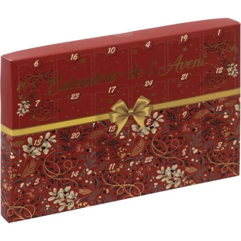 Atmosphera – Calendrier de l'Avent bijoux 21cm rouge – 2 chaînes et 22 supports déco à accrocher – Thème de Noël (1/5)