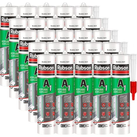 Rubson – Lot de 25 cartouches mastic acrylique SNJF 300 mL – Pour joints et fissures intérieurs/extérieurs – Supports béton, bois, plâtre
