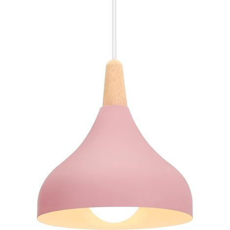 AIDUCHO Lustre Suspension Rétro Suspension Luminaire Moderne Style Goutte Chapeau Plafonnier Métal Lampe Suspension Pour Chambre Salle À Manger Cuisine, Ø 20cm (Rose 1 Pack) (1/3)