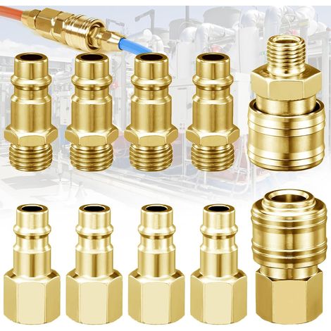 10 pièces raccord d'air comprimé Euro 1/4" BSP raccord rapide, raccord rapide air comprimé, raccords de compresseur d'air connexion rapide avec filetage, raccord d'air comprimé Euro (1/5)