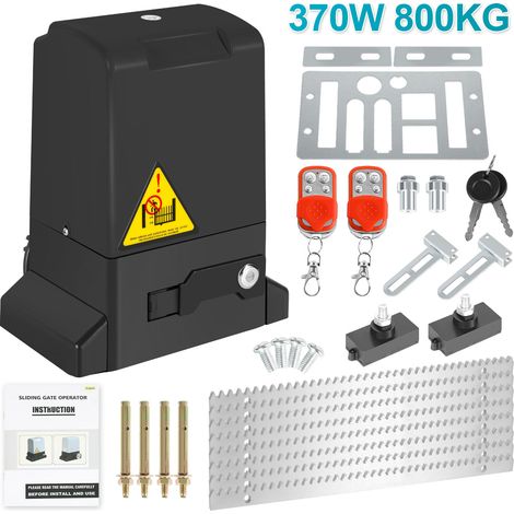 Randaco Schiebetorantrieb Set - 370W Motor, bis 800 kg, mit 2 Schlüssel und Fernbedienung, Hoftorantrieb, Torantrieb, Schiebetor, Toröffner - Schwarz