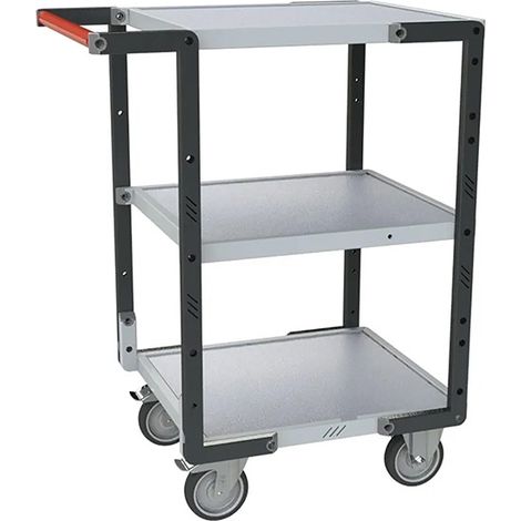 Servante d'atelier à monter - Chariot industriel évolutif - 3 plateaux 550x495mm - Charge max 250kg - Roues TPE - 884720122 (1/3)
