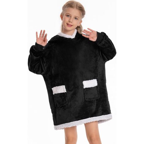 Sweat plaid surdimensionné 140x170 cm, manches et poche, taille unique adulte (1/5)