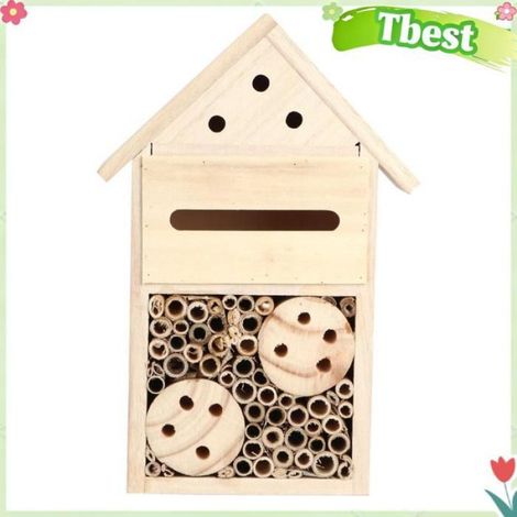 Tbest Maison d’insectes Jardin extérieur en bois insecte abeille maison bois Bug chambre abri nichoir animalerie hygiene Tapez B (1/5)