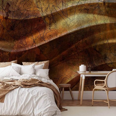 Carta da parati artgeist foglie oro 350 cm x 256 cm