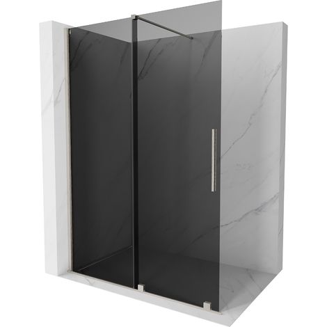 Mexen Velar Duschwand verschiebbar Walk-in 150 x 200 cm, grafit 8 mm, gebürstetes Nickel - 871-150-0