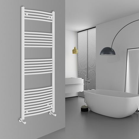 WarmeHaus Curved White Bathroom Ladder Radiator 1600x600mm (1/5)