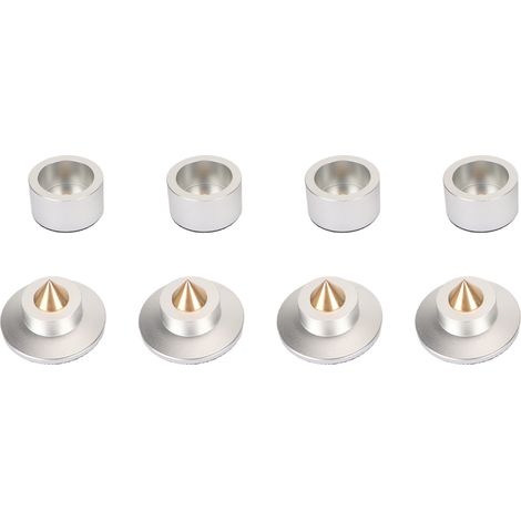 4 patins d'isolation pour enceintes HiFi, pointes antivibrations professionnelles argentées, compatibles platine vinyle, amplificateur, lecteur CD, absorption des chocs (1/5)