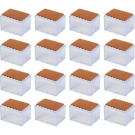 Juego de 16 protectores cuadrados de silicona para patas de sillas, elásticos y silenciosos, para suelos de madera. (1/5)