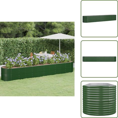 The Living Store Hochbeet Verzinkter Stahl 440x80x68 cm Grün - Pflanzkübel (1/5)