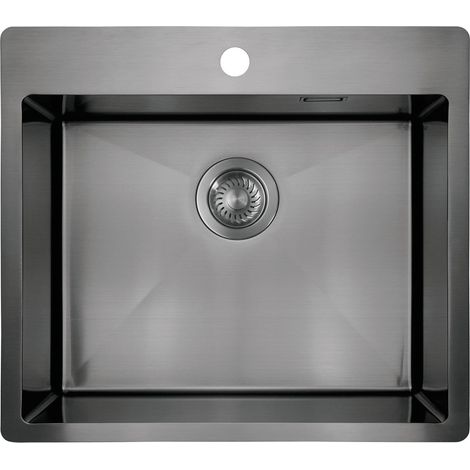 Einbauspülbecken Titanfarben eckig 55 cm Edelstahl mit Siphon "Olfato Precious"