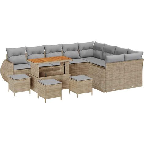 Maison Exclusive - Gartensofa-set mit Kissen 13 pcs Beige und Hel