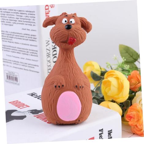 Jouet à mâcher en latex pour chiens, jouet couineur à l'effigie d'un dessin animé, Molarite pour chiens, couleur marron (1/5)