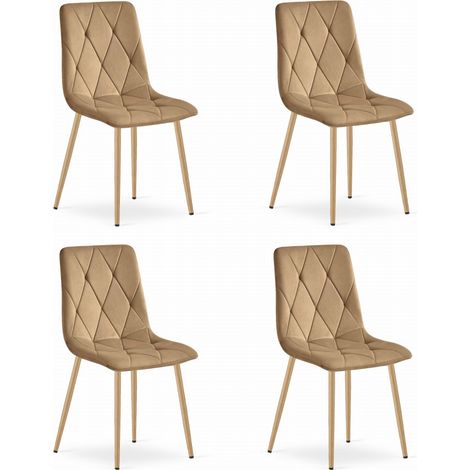 Silla Libra - terciopelo marrón / patas color madera x 4 (1/5)
