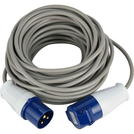 Trade Shop - Cable De Extensión Industrial 20 Mt Socket Iec Enchufe De 3 Polos Para El Sitio De Construcción De Camping - (1/2)