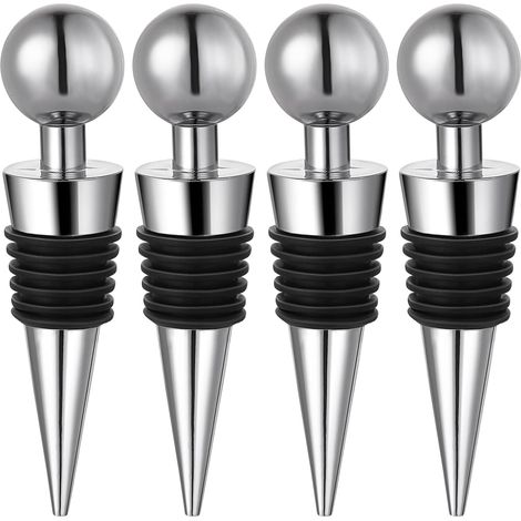 Juego de 4 tapones reutilizables para botellas de vino, champán, prosecco, cerveza y licores.