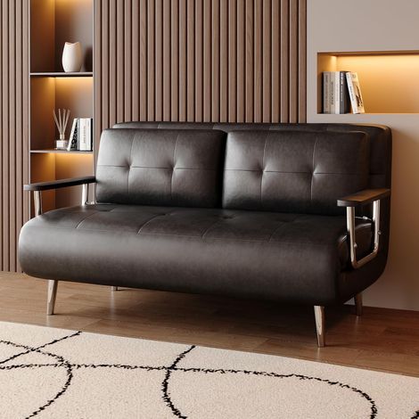 Canapé-lit cuir150 cm, moderne, salon et chambre,noir (1/5)