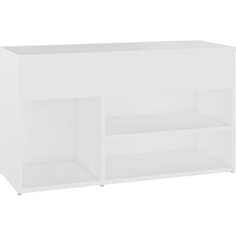 Banc à chaussures bottes commode étagère meuble entrée rangement 80 x 30 x 45 cm bois d’ingénierie blanc