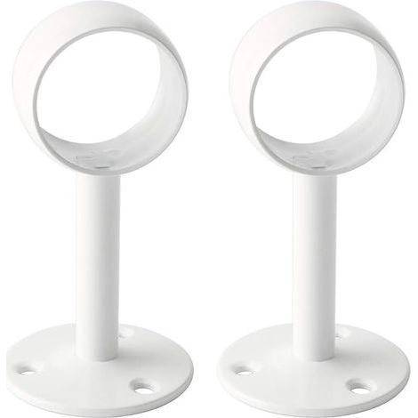Support Tringle Rideau Plafond en Acier Inoxydable, Support Tringle Penderie pour Tube de rond Ø 32 mm, Blanc Brillant 2 Pcs (1/4)