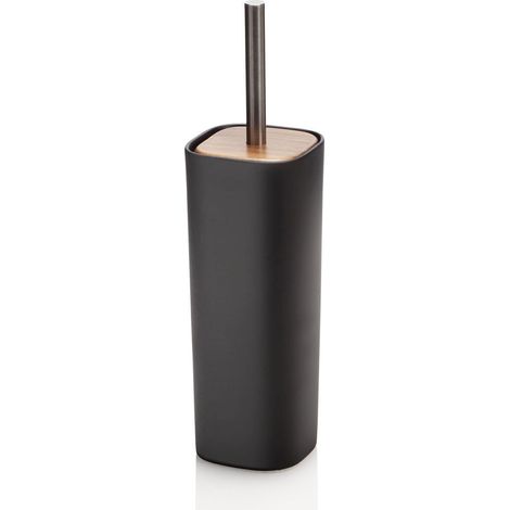 "Portascopino MOUNTAIN nero in ceramica. legno e metallo"