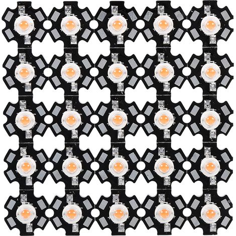 25 Stück/Packung 3W Vollspektrum 380nm-840nm Wellenlänge LED Pflanzenwachstumslampen-Chips (mit 20mm Leiterplatte) (1/5)