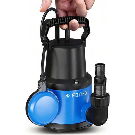 Pompe submersible 400 W, 8000 l/h, hauteur d'extraction maximale 8 m, profondeur d'immersion maximale 7 m, interrupteur à flotteur réglable, protection thermique, pour piscine, sous-sol (1/5)
