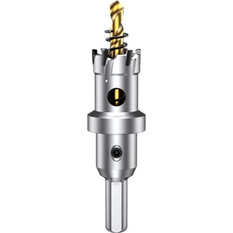 Scie-cloche TCT 22 mm en carbure de tungstène, profondeur 25 mm, tige 10 mm + 2 forets pilotes titane (1/5)