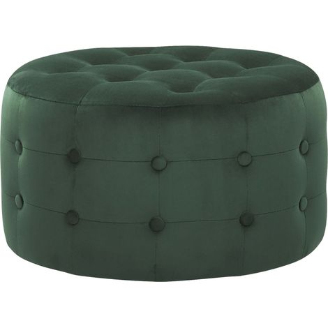 Poggiapiedi Tondo Velluto Rosso Capitonné Bottoni Stile Chesterfield Tampa (1/5)