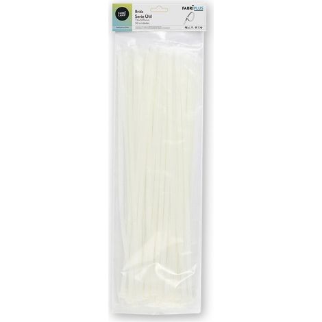 Sachet de 50 attaches de câble blanches, 7,6 x 550 mm, nylon 66, haute résistance (1/2)