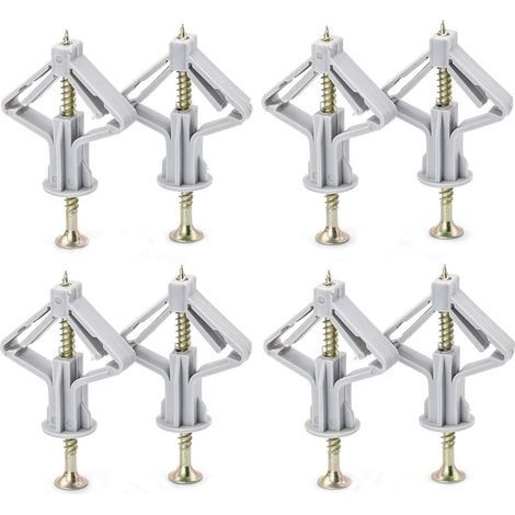 Lot de 50 chevilles et vis pour plaque de plâtre - Fixation murale robuste - En plastique - Tube d'expansion avec vis à tête fraisée - Pour cloison sèche creuse, cavité - Supports muraux pour TV (1/5)