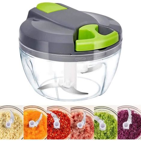 KLVGTIFS PUHachoir Manuel - 500ML - 3 Lames - Durable - Multifonctionnel - Facile à nettoyer