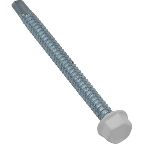 Vis autoperceuse Tête hexagonale TH 4.2X13 Filet tôle Acier zingué RAL9010 blanc pur-1 pièce