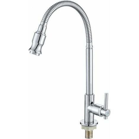 [NEVER USED] Bathroom Sink Faucet 360 Degree Rotatable Kitchen Bar Single Cold Water Soft Neck Laundry Room Outdoor Garden Faucet (1/4)