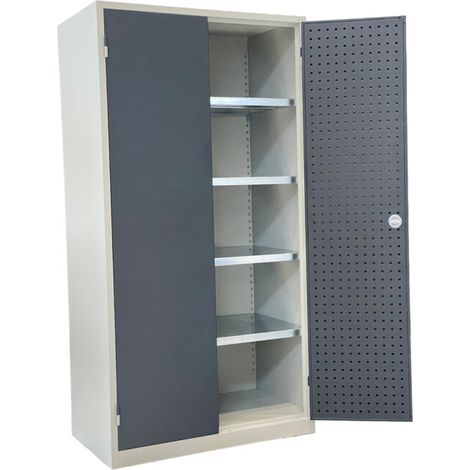 STIER Armoire d’atelier 1940 x 1000 x 600 mm Gris clair Gris anthracite (1/4)