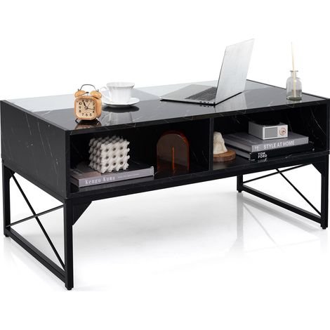 COSTWAY High-gloss LED Coffee Table Center Table Modern Accent Table Black (1/5)