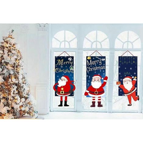 Lot de 3 décorations de bienvenue et de joyeux Noël pour porche, porte d'entrée, bannières et drapeaux à suspendre décoration murale en tissu sergé pour intérieur et extérieur, maison, jardin, ferme. (1/3)