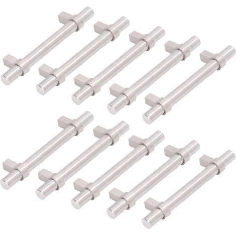 Lot de 10 poignées de meuble en acier inoxydable 201, creuses, design moderne, durables et très dures, pour tiroirs. (1/5)