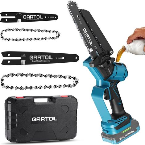 Mini tronçonneuse de 20,3 cm et 1000 W, sans balai, avec graisseur automatique, pour sécateur, coupe-bois, compatible avec batterie 18 V (sans batterie) (1/5)
