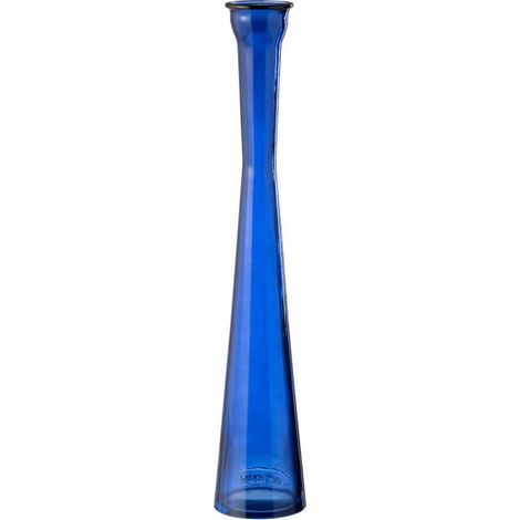 Vase Tube en Verre "Stripe" 51cm Bleu
