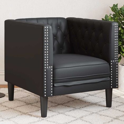 vidaXL Fauteuil Chesterfield noir similicuir