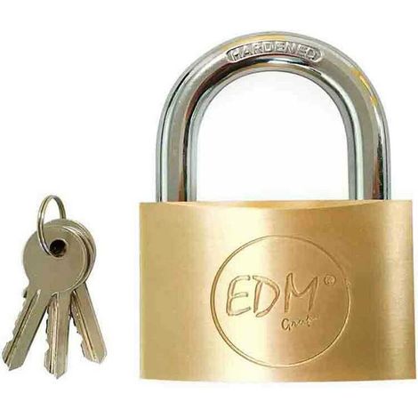Lucchetto EDM ottone dorato 60 x 36 mm con 3 chiavi (1/4)