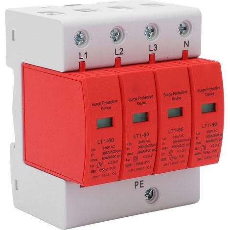 4-poliger Überspannungsschutz, flammhemmendes Gehäuse, einfache Installation, Ableiter, AC 385 V, 30 kA bis 60 kA (1/5)