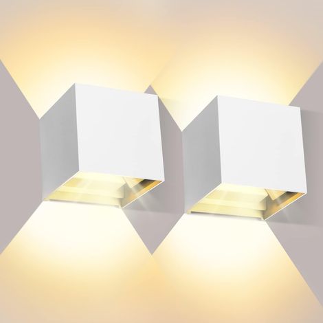 Lot de 2 Appliques Murales Orientables 12W, 3000K, IP65 étanche LED Cube Appliques - Blanc (1/5)
