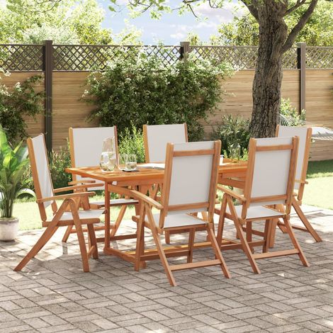 vidaXL 7 Piece Garden Dining Set Solid Wood Acacia and Textilene (1/5)