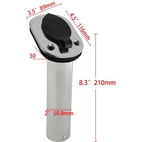 Supports de cannes à pêche fixes en acier inoxydable 15°, 30°, 90°, fixations pour cannes à pêche, accessoires d'accastillage - 30° - Acier inoxydable (1/4)