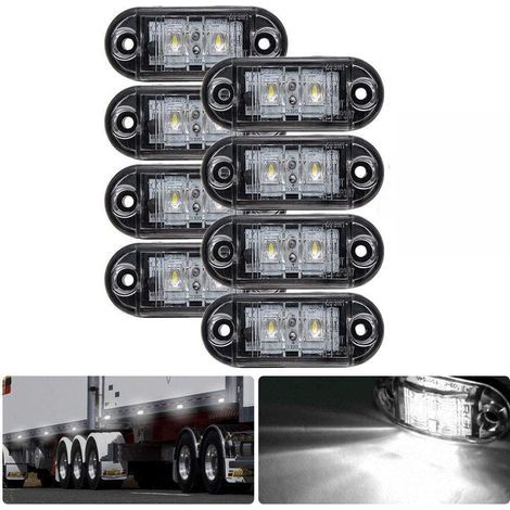 8pcs Feux de position latéraux 12V / 24V Feux de remorque Indicateur universel de feux de position LED Feux arrière avant pour camion Remorque Van Caravane Camion Voiture Bus, Blanc (1/5)