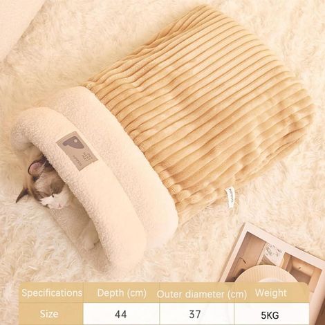 Lit d'hiver confortable pour chats - Sac de couchage d'intérieur chaud, doux, moelleux et lavable (1/5)