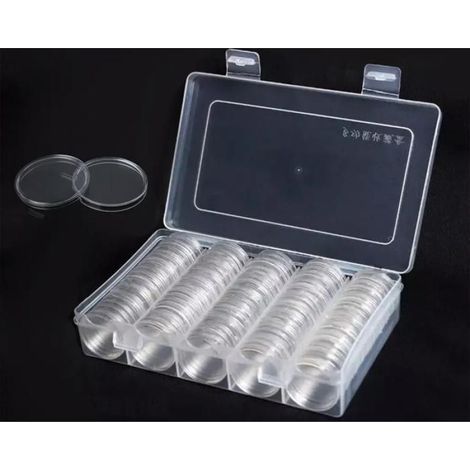 100 compartiments pièces capsules Leuchtturm 27mm pour pièces 2 euros boîte rangement collection (1/5)