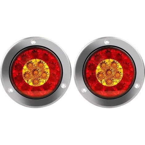 Runde 4-Zoll-LED-Rückleuchten für Geländewagen – Rot und Gelb, Brems- und Blinklicht, 4er-Set, IP67 wasserdicht
